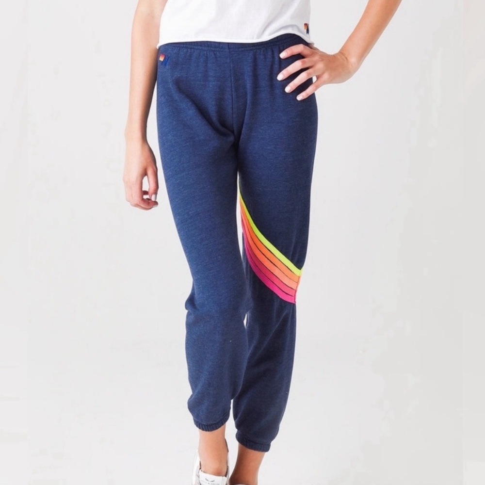 Aviator Nation chevron sweatpants in heather grey